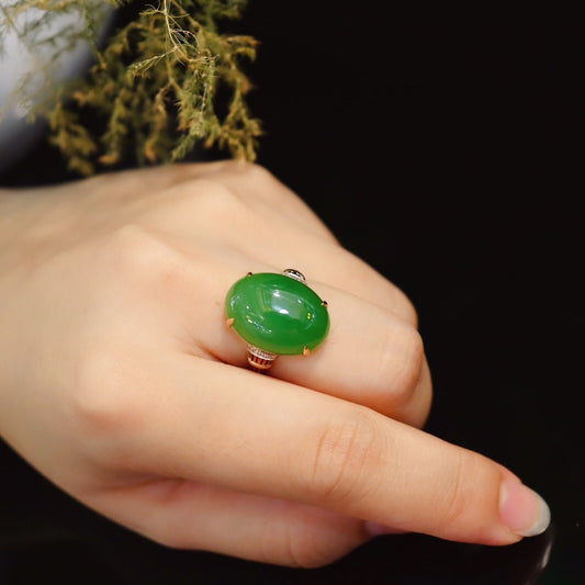 Cupronickel Inlaid Hetian Jade Ring