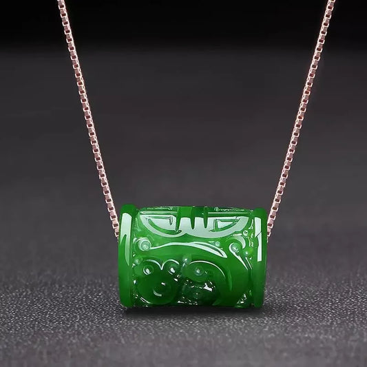 Natural Green Jade Money Beads Pendant Necklace Charm Jewellery Fashion Accessories Hand-carved Man Luck Amulet Gifts