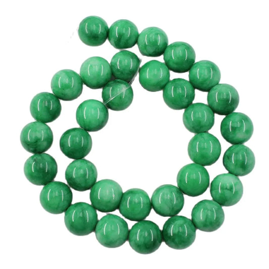 Natural Stone 12MM Smooth Round Green Jade Nephrite Loose Beads 15.5" Strands For Necklace Bracelet Jewelry Making DIY