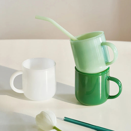 Emerald Jade Glass Cups Coffee Milk tea drink Mug High Borosilicate Glass Household office Water Cup Milk Cup
