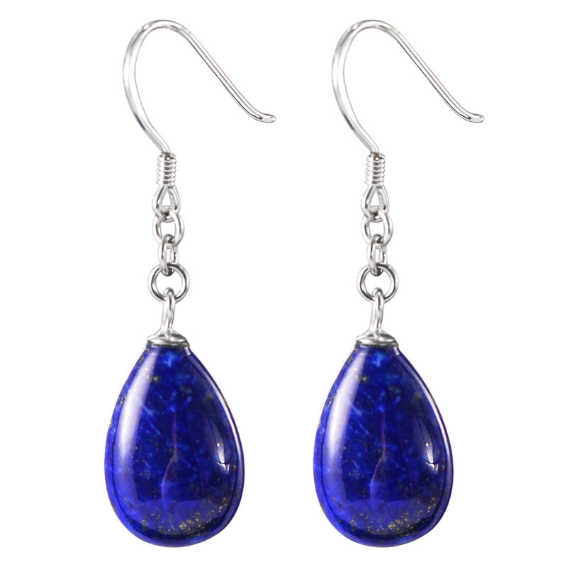 Chain drop lapis lazuli earrings