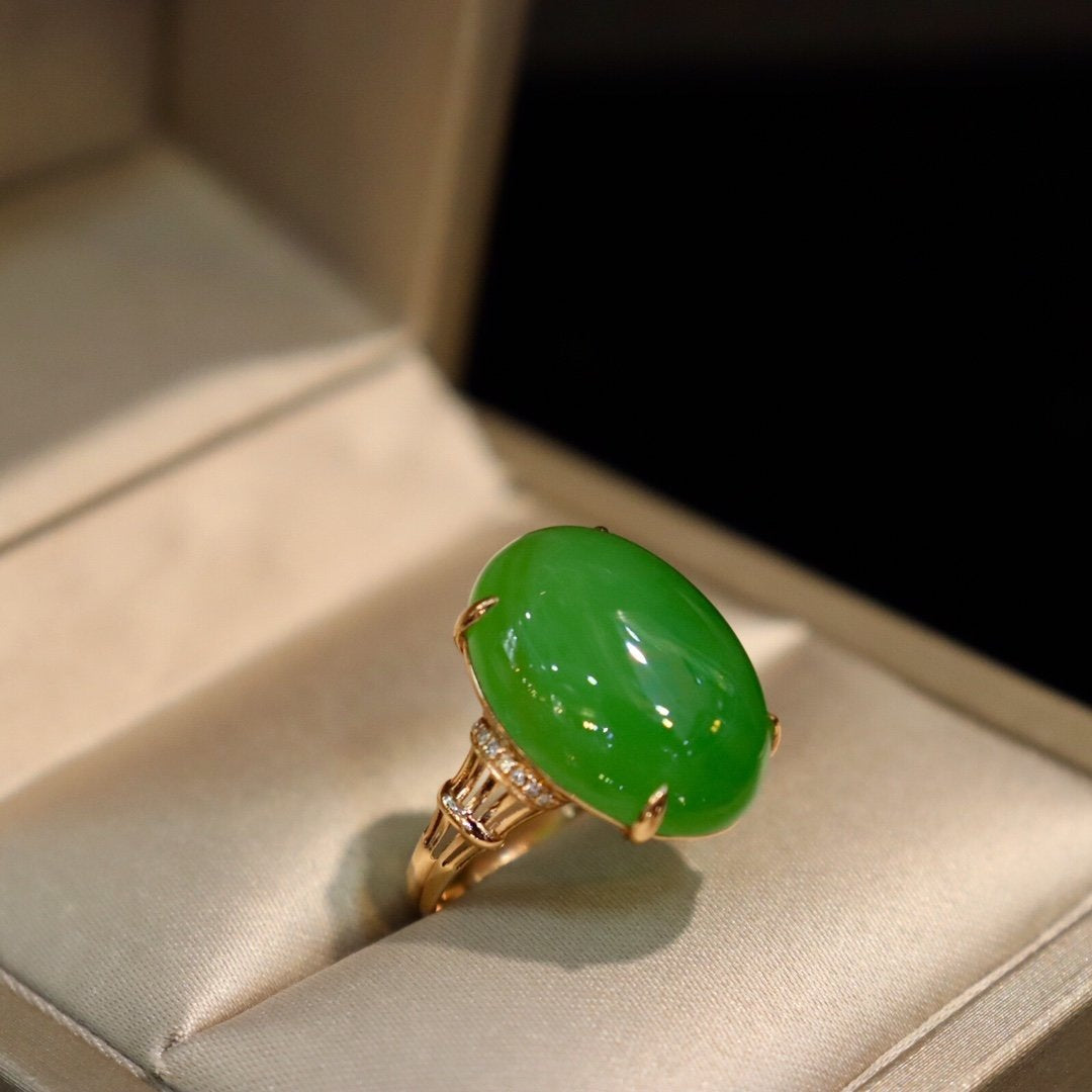 Cupronickel Inlaid Hetian Jade Ring