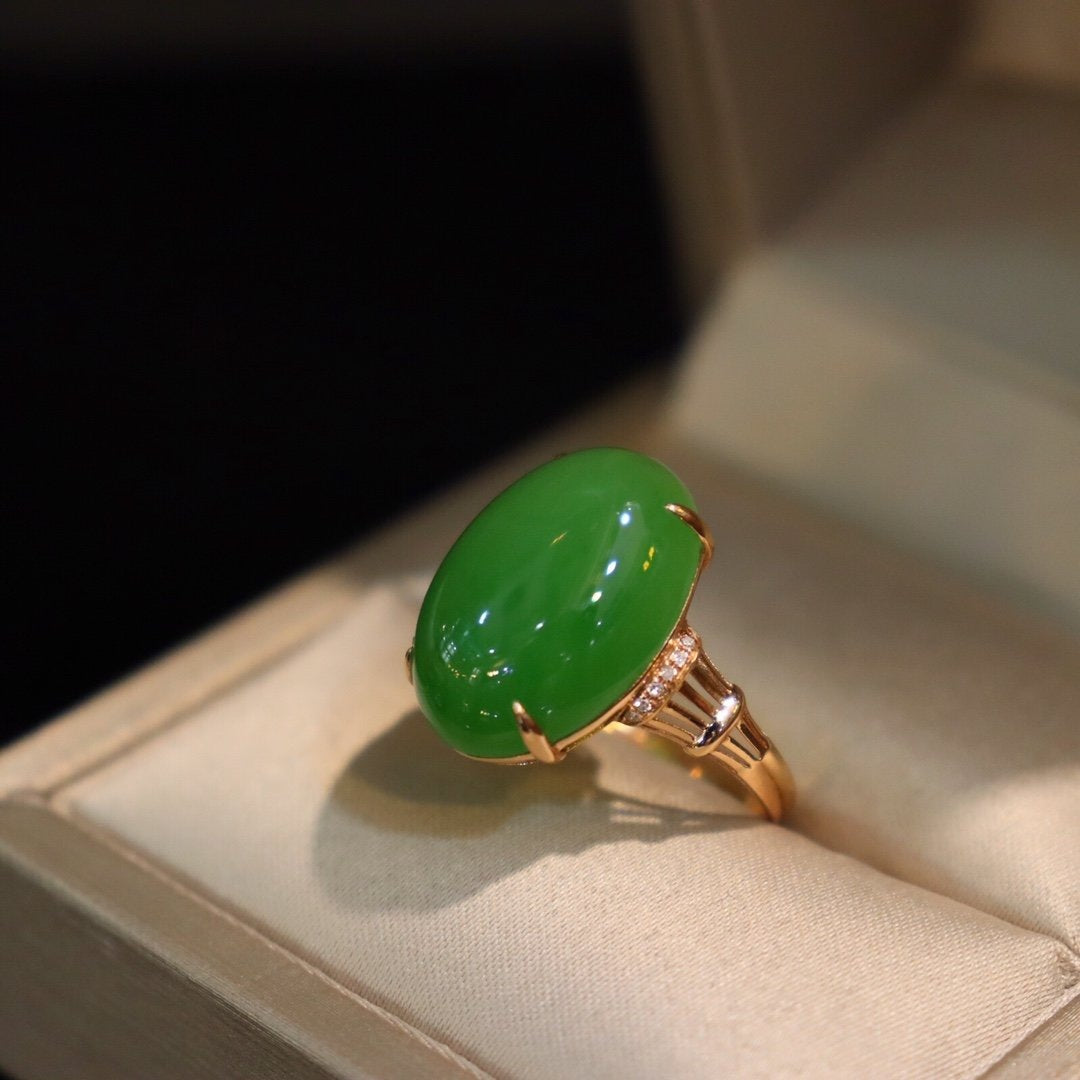 Cupronickel Inlaid Hetian Jade Ring