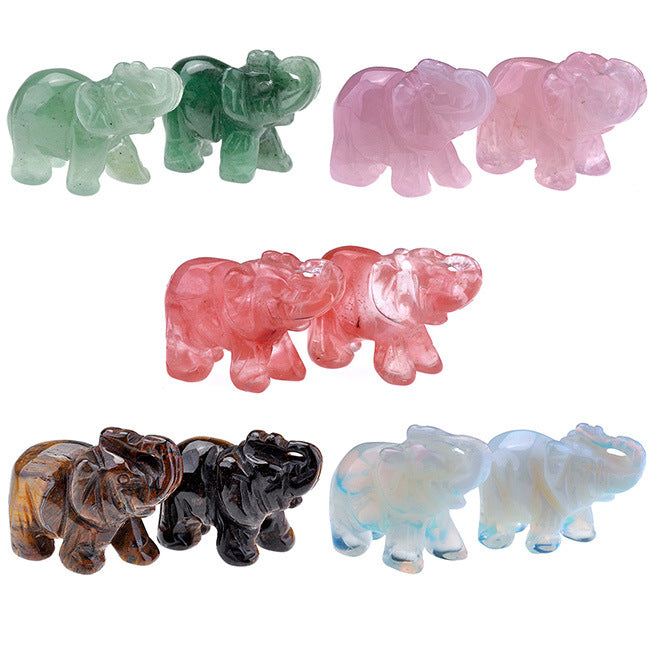 Elephant Carving Stereoscopic 1.5 Inch Crystal Ornament