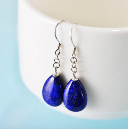 Chain drop lapis lazuli earrings