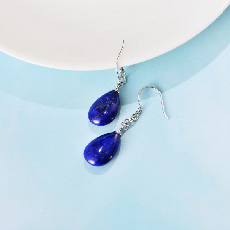 Chain drop lapis lazuli earrings