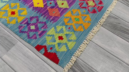 Afghan handmade wool’s Chobi Kilim Rug, 100% Wool Kilim